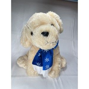 Atico Plush Pals Tan Yellow Labrador Winter Christmas Scarf Puppy Dog Plush 12"
